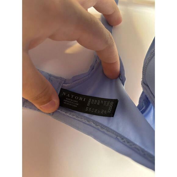 Natori Bra Women's 32DDD Blue Bluebell Refined Contour T-Shirt Lace Trim EUC - Picture 4 of 5